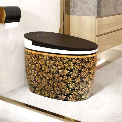 ZP-101-2  High Quality One Piece Bathroom Ceramic Intelligent wc Black&Gold Smart Toilet