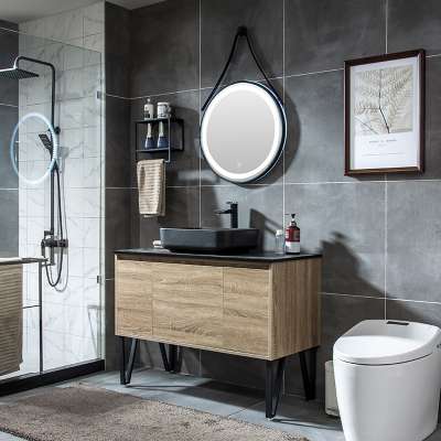 GN8020-110 Simple Multilayer Solid Wood Modern Bathroom Cabinet